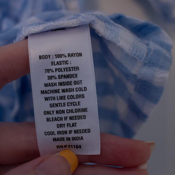 S Crown & Ivy Gingham Kawaii Peasant Smock Blouse Cute Baby Blue Ruffle Cottage - Picture 5 of 6